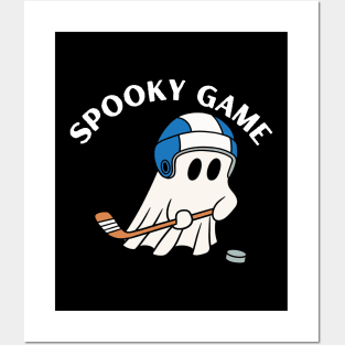 Spooky game, ghost playing hockey. Halloween Posters and Art